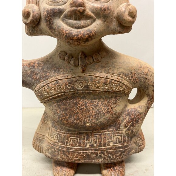 Vintage 1973 Souriant Dancer Terracotta Mayan Figurine Female Made In Mexico - Picture 4 of 9